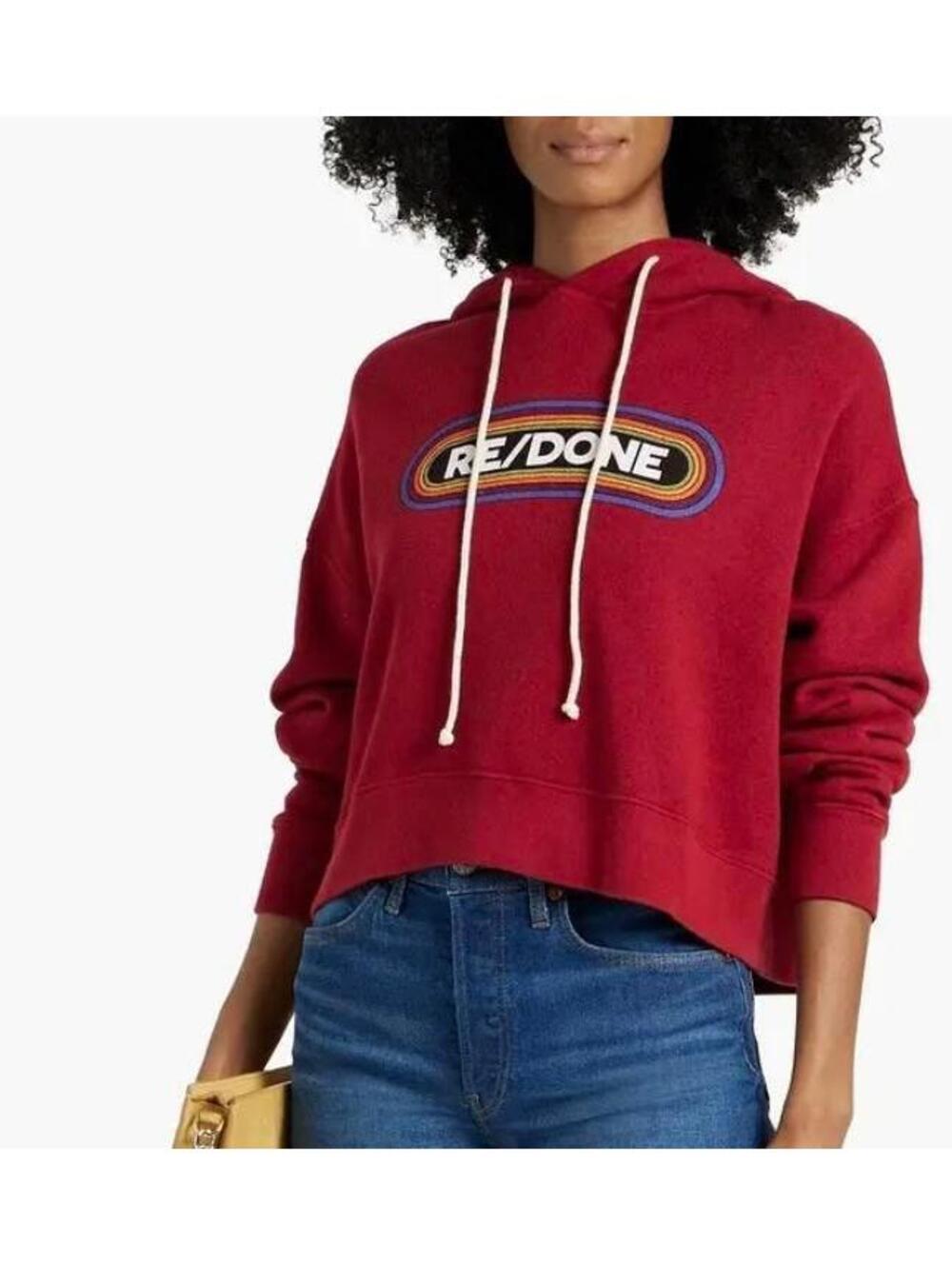 RE/DONE 80s Cropped Logo Print Hoodie (S)